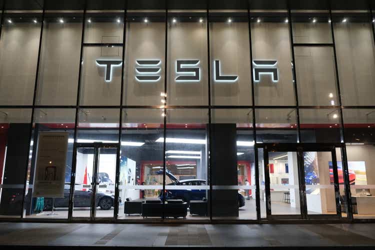 Large Tesla electric car store in China