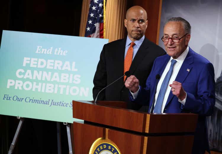 Senate Majority Leader Chuck Schumer Holds News Conference Introducing The Cannabis Administration And Opportunity Act