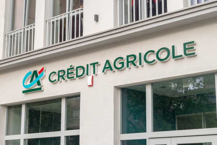 Logo and sign of Credit Agricole Bank Polska.
