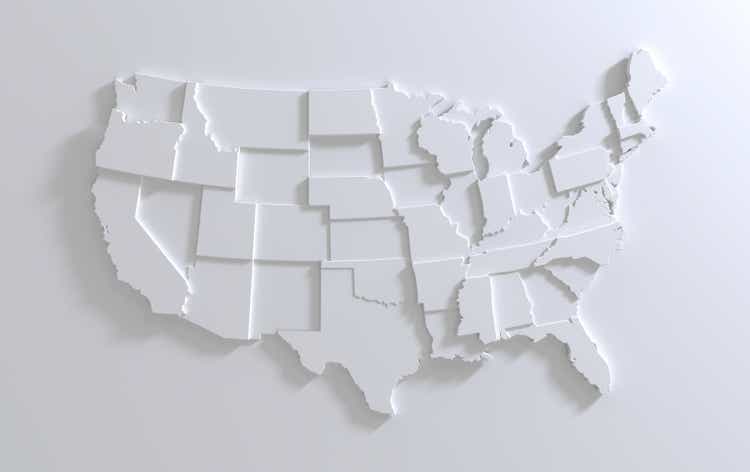 USA Empty 3d Geographic Map Abstract Levels Render