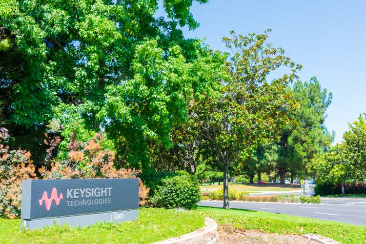 Keysight Technologies sign at entrance to Silicon Valley campus. Keysight headquarters located in Santa Rosa, California