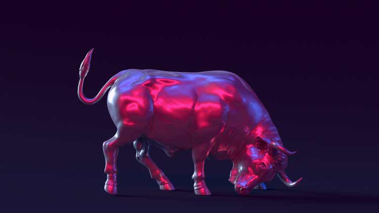 Bull with Pink Purple Moody 80s lighting