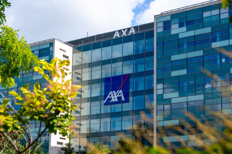 Exterior view of the headquarters of the insurance group Axa