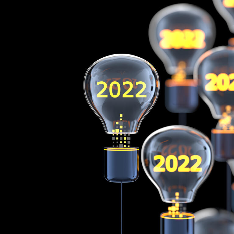 Innovation and new ideas lightbulb concept 2022