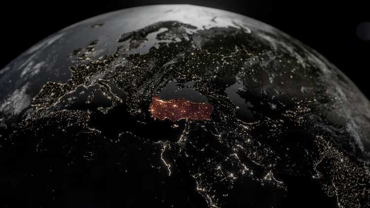 Planet Earth At Night - City Lights of turkey Glowing In The Dark
