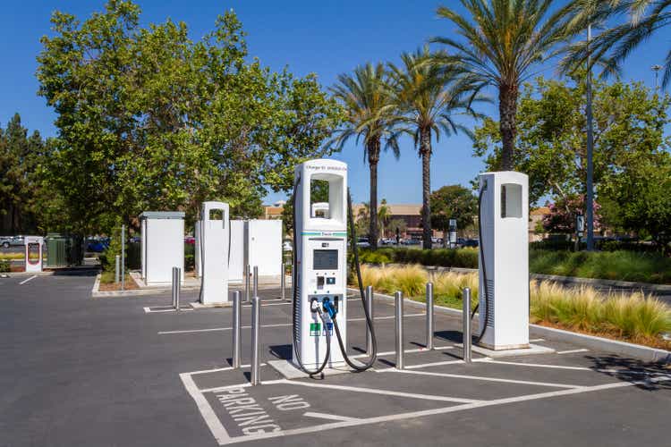 Electrify America charging station at the Brea Mall in the Orange County