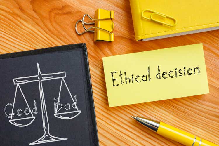 Ethical decision is shown on the conceptual photo using the text