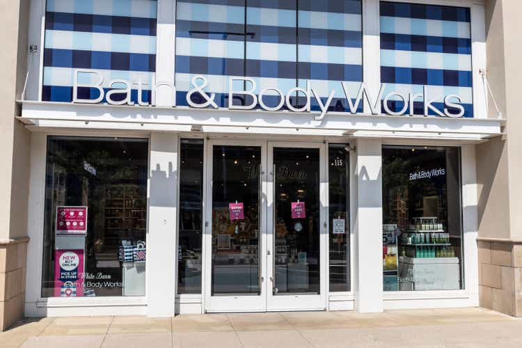 Bath & Body Works store. Bath & Body Works specializes in shower and bath products, candles and fragrances
