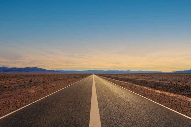 Long road, empty road, blue sky, On the way, Beautiful view and landscape, road picture, nature background.