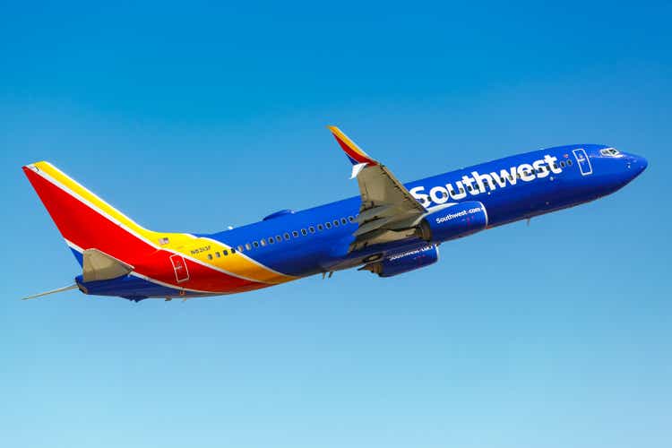 Southwest Airlines Boeing 737-800 airplane Phoenix Sky Harbor airport in Arizona
