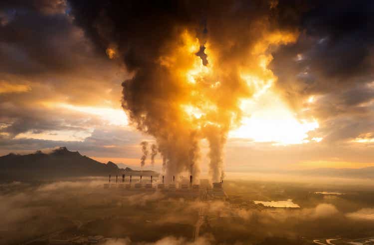 coal power plant and fog.