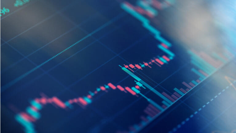 Financial, stock exchange charts at digital display