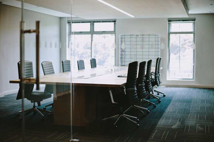 Shot of an empty boardroom at work