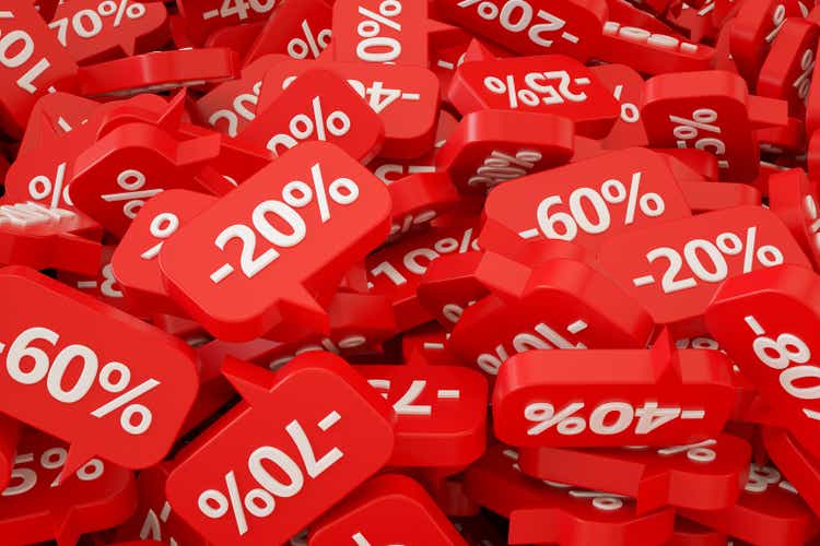 Sale concept, percent sign, price discount on speech bubble