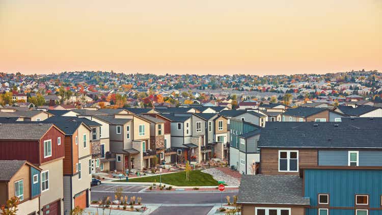 Residential Community in Western USA with Modern Homes at Sunrise