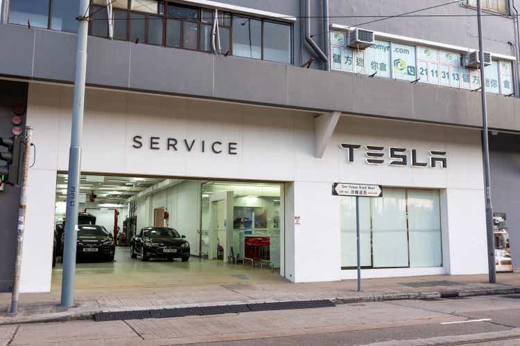 Tesla Service Center in Des Voeux Road West, Hong Kong