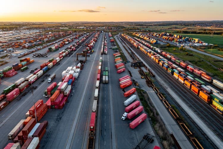 Canadian Pacific Railway Vaughan Intermodal Terminal in Kleinburg, Ontario, Canada