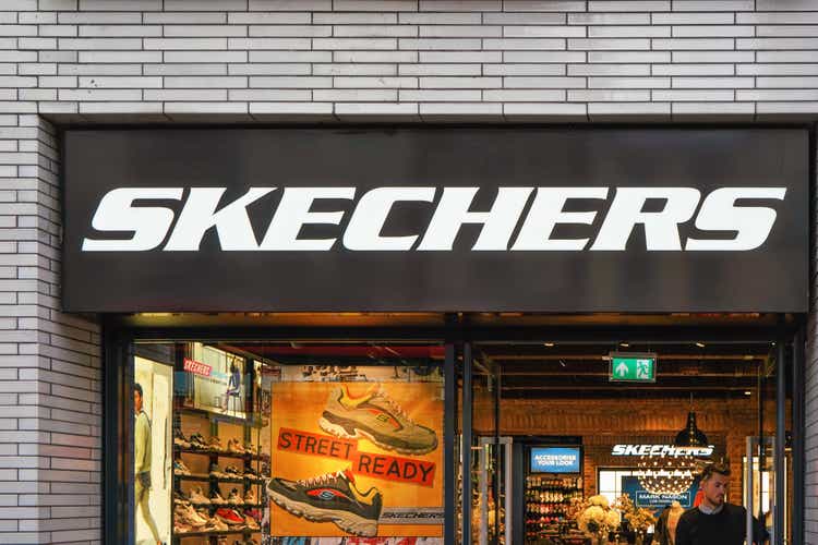 White letters logo on Skechers shop
