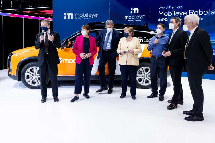 Angela Merkel Attends 2021 IAA Auto Show