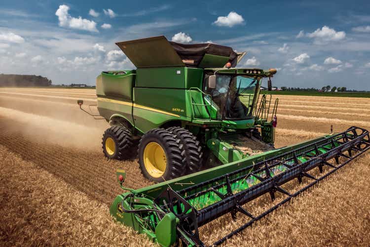 Combine During Wheat Harvest