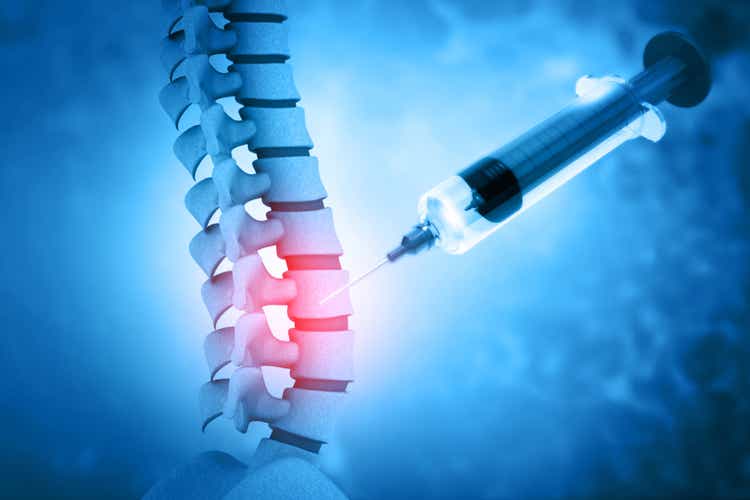 3d illustration of a lumbar spine injection