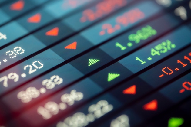 Financial trading information on a computer screen.