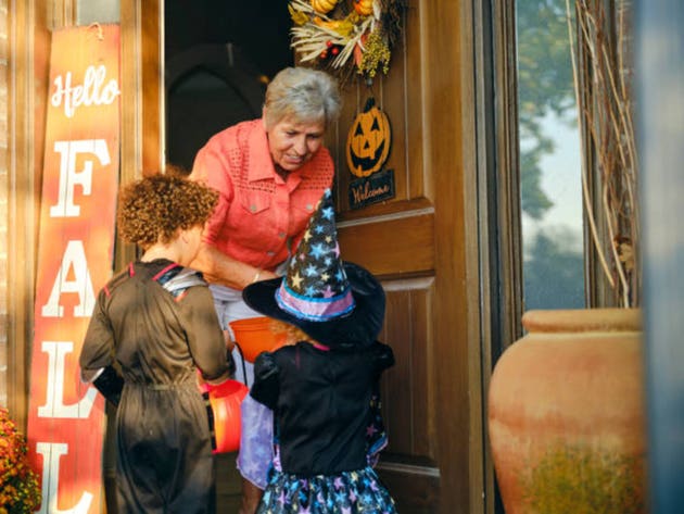 Children in Costume on Halloween Trick or Treating