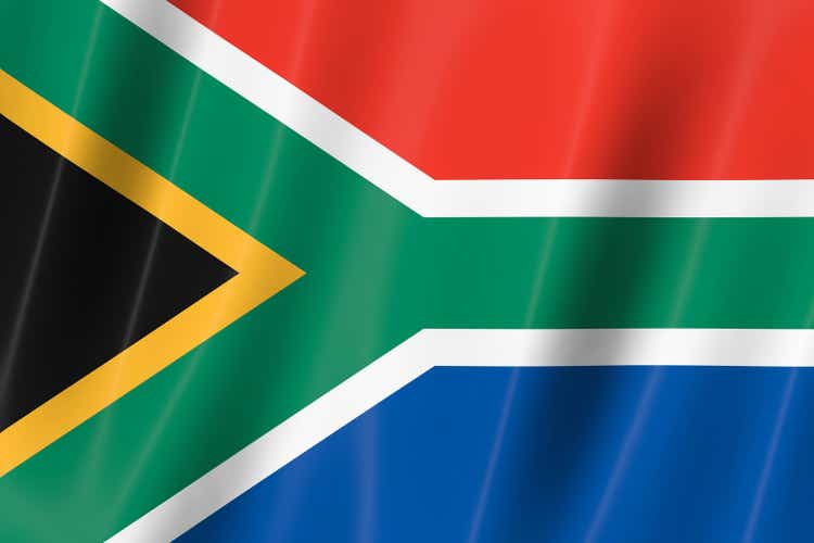 South Africa flag of silk-3D panoramic illustration