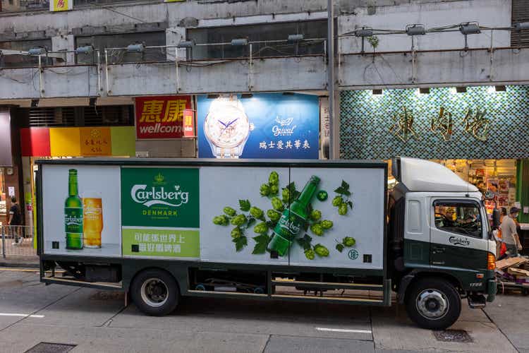 Carlsberg truck in Wan Chai, Hong Kong