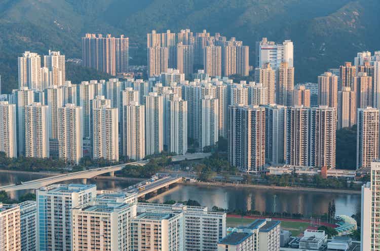 Aerial view of residential district of Hong Kong City