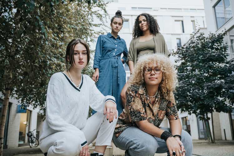 portrait of four young woman on Berlin street
