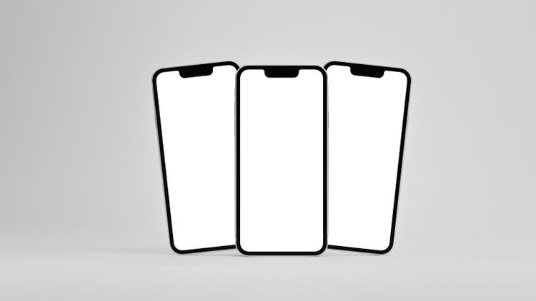 Smartphone mockup with blank white screen