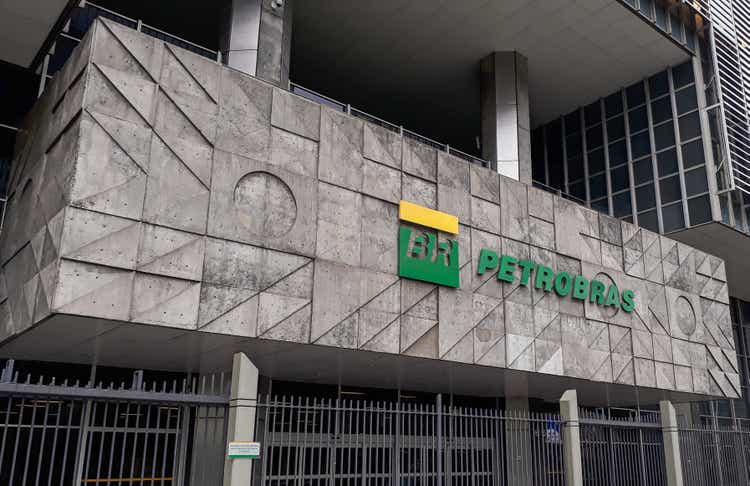 Front view of Petrobras Petroleo Brasileiro S.A. Company Main Office in Rio de Janeiro, Brazil