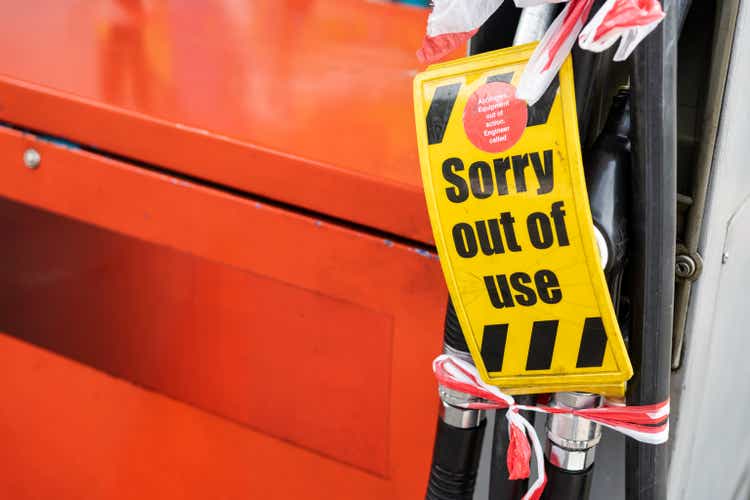 The sign "Sorry out of use"