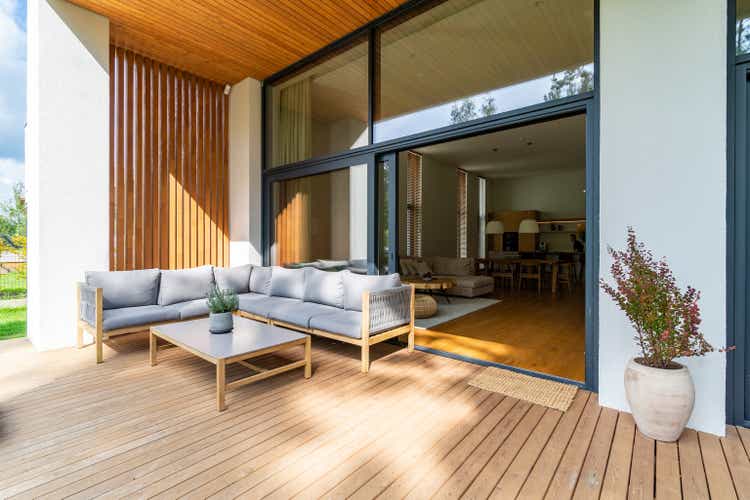 Cozy patio with entrance to the house