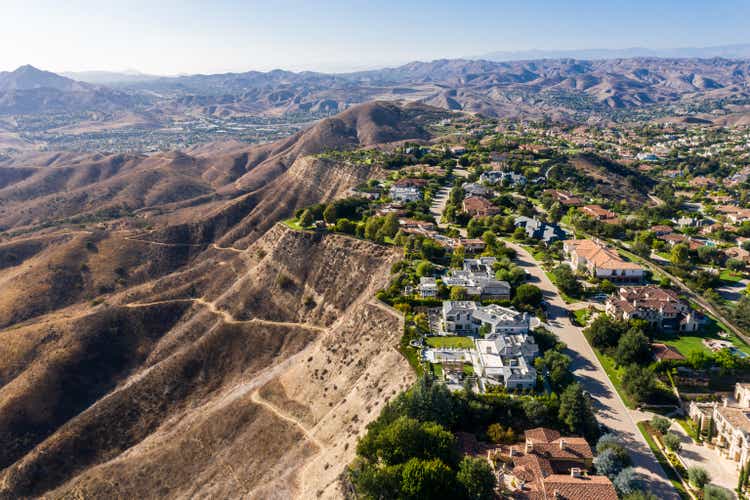 Aerial view of luxury homes in Calabasas, California