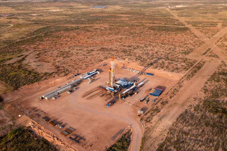 Oil Drilling Rigs in New Mexico Shot from Drone