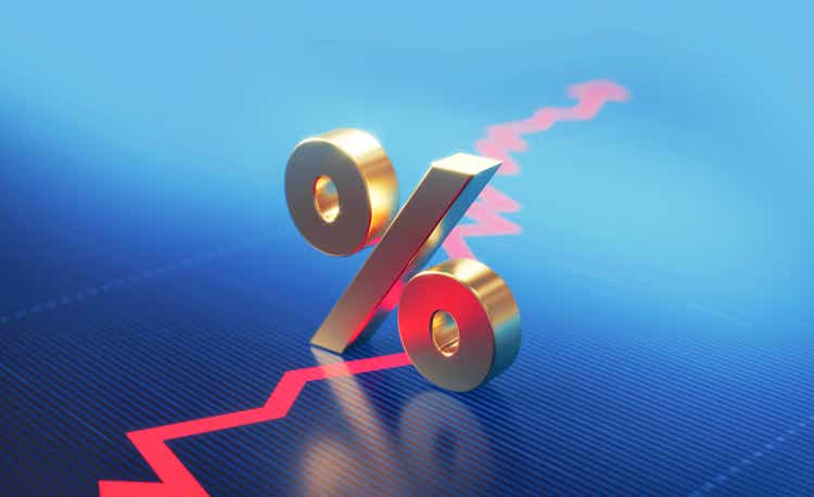 Percentage Sign Standing Over A Financial Graph