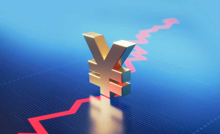 Yen Sign Standing Over A Financial Graph