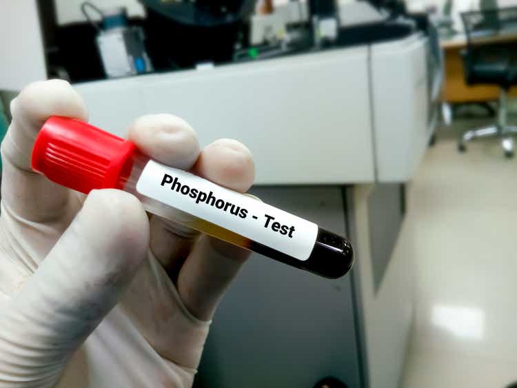 Blood sample tube for Phosphorus test. inorganic phosphate