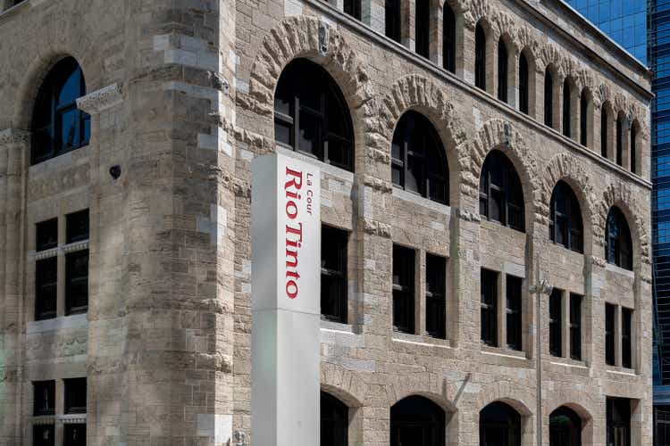 La Cour Rio Tinto signs at their office in Montreal, QC, Canada.