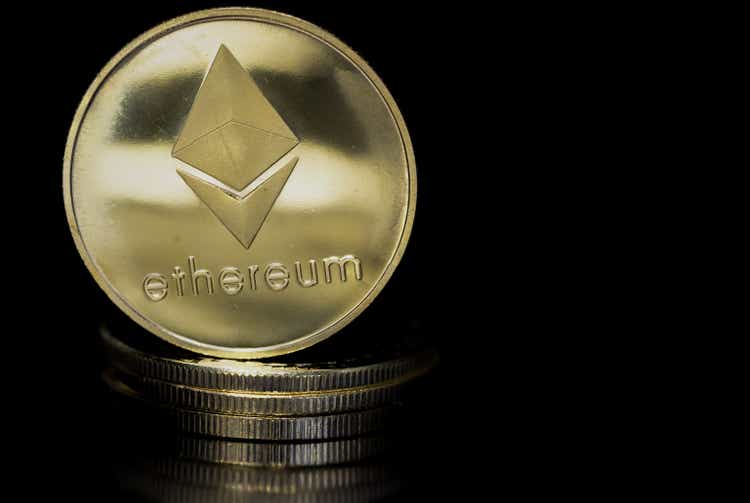 Cryptocurrency Coin Stack with Ethereum on Top