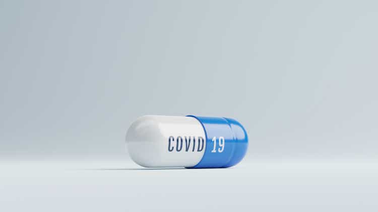Covid-19 pharmacy in capsule for emergency use, Health care medical and outbreak of virus concept