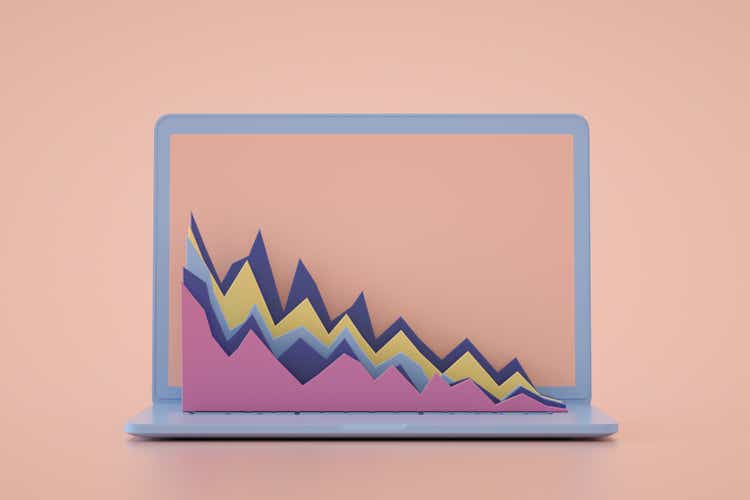 Abstract Line Chart on Laptop