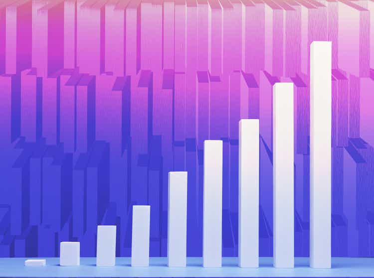 3D bar graph on abstract background