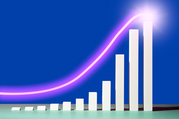 3D bar graph with glowing streak of light