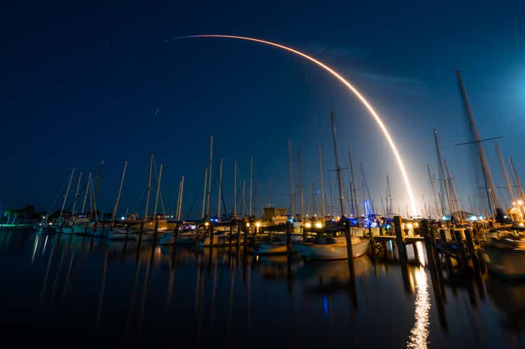 SpaceX Falcon 9 Starlink V1.0-L24 Long Exposure Launch April 28, 2021
