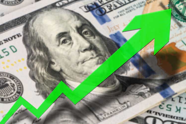Stock market monetary finance growth graph, dollar rising