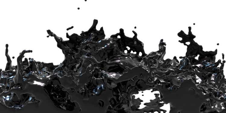 fountain, ink diffused in the air crude oil abstract background splattered oil 3D illustration