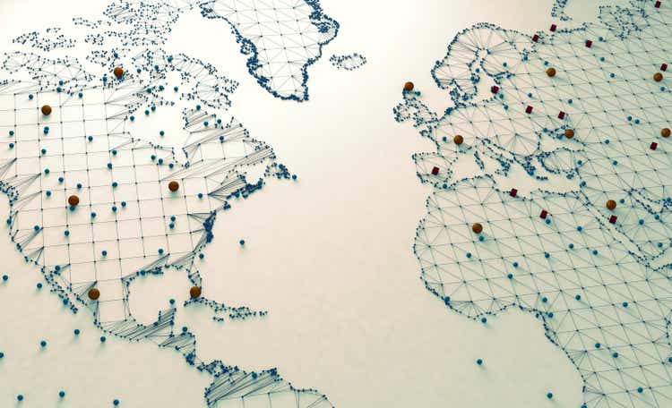 World map and networking.